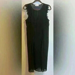 Gorgeous Axara Paris sheer  maxi dress with lace and pleated size medium